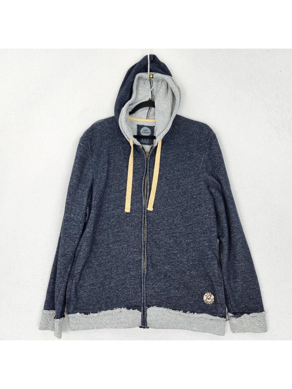 Life Is Good Jacket Mens Medium Gray Full Zip Knit Sweatshirt Hoodie Classic Fit